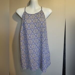 George Blue and Yellow Patterned Tank Top, Size Medium